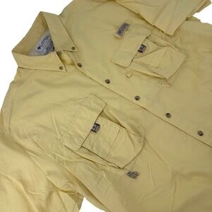 Columbia PFG Mens Medium Yellow Short Sleeve Vented Fishing Shirt Button Down